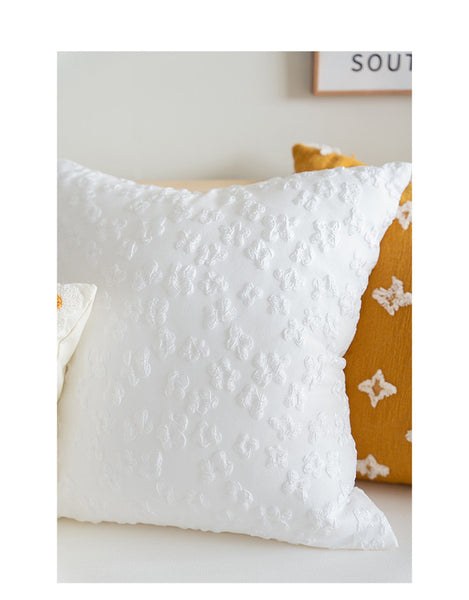 White Daisy Flower Pillow Cover
