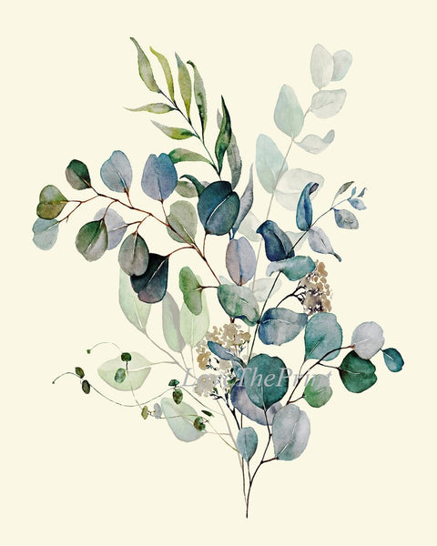 Eucalyptus Flower Botanical Wall Decor Art Set of 12 Prints Beautiful Blue Green Tropical Plant Relaxing Interior Home Decor to Frame CMEU
