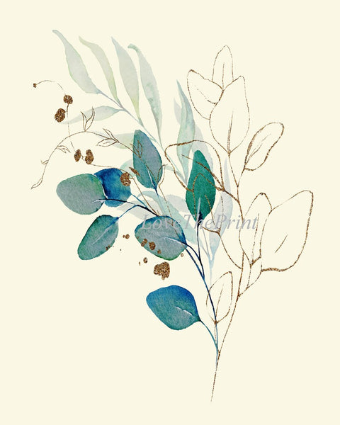 Eucalyptus Flower Botanical Wall Decor Art Set of 9 Prints Beautiful Blue Green Tropical Plant Relaxing Interior Home Decor to Frame CMEU