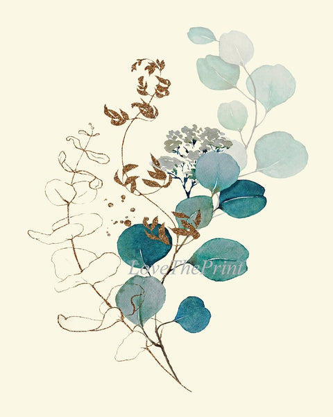 Eucalyptus Flower Botanical Wall Decor Art Set of 9 Prints Beautiful Blue Green Tropical Plant Relaxing Interior Home Decor to Frame CMEU