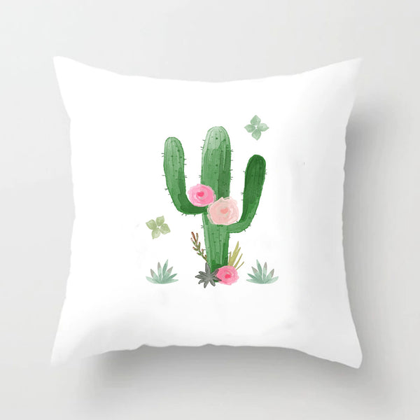 Soft Cactus Succulent Print Throw Pillow Cushion Cover