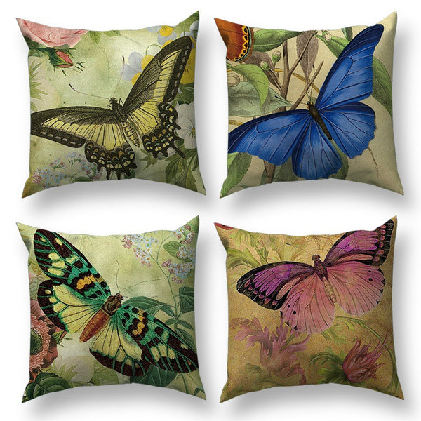 Vintage Butterfly Throw Pillow Cover