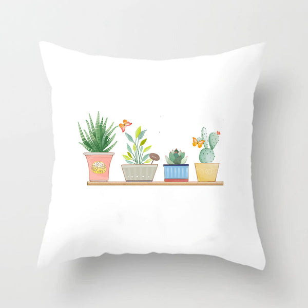 Soft Cactus Succulent Print Throw Pillow Cushion Cover