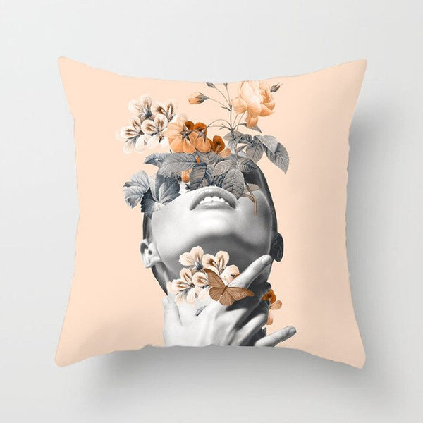 Abstract Print Botanical Flowers Pillow Cover