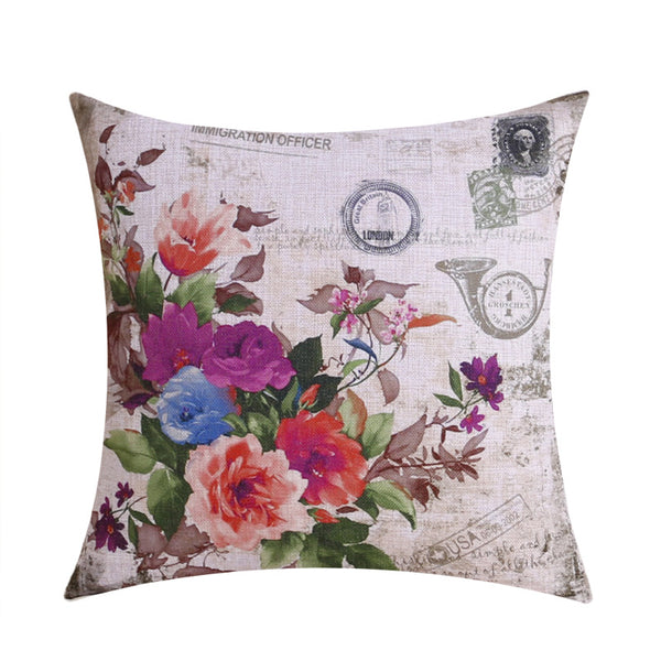 Paris Eiffel Tower Pillow Cover Botanical Flowers Rose Garden