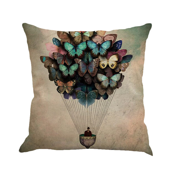 Vintage Butterfly Illustrations Linen Pillow Cover