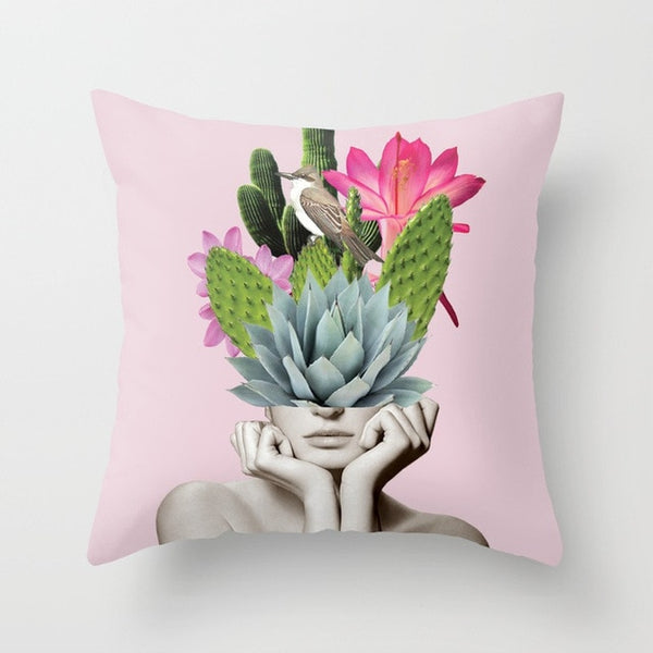 Abstract Print Botanical Flowers Pillow Cover