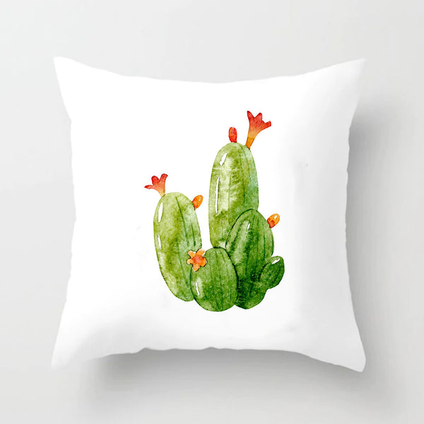 Soft Cactus Succulent Print Throw Pillow Cushion Cover