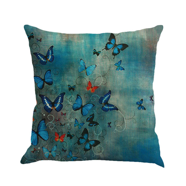 Vintage Butterfly Illustrations Linen Pillow Cover