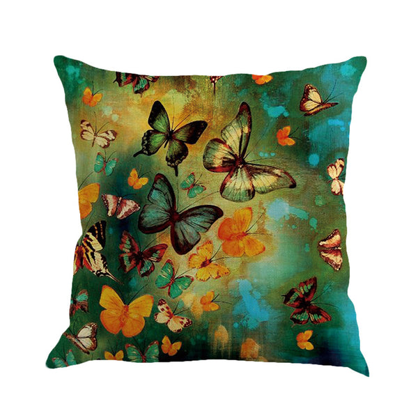 Vintage Butterfly Illustrations Linen Pillow Cover