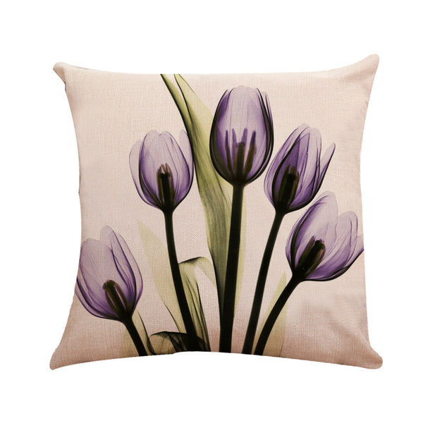 Modern Simple Sheer Flowers Pillow Cover