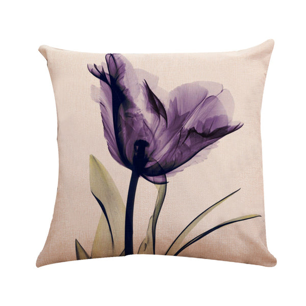 Modern Simple Sheer Flowers Pillow Cover