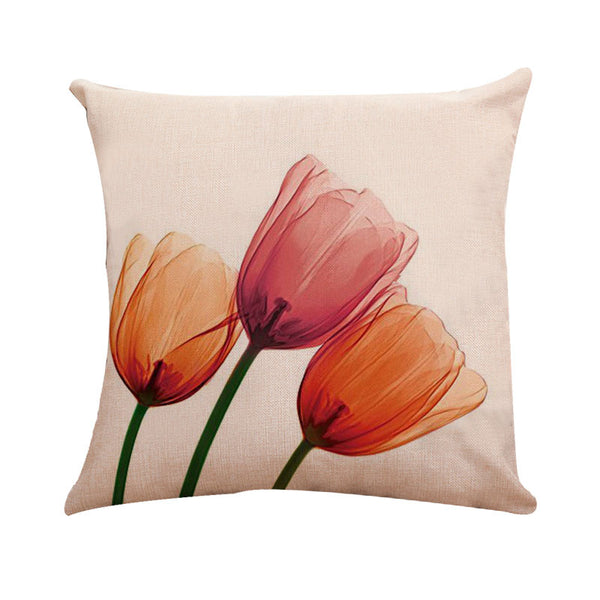 Modern Simple Sheer Flowers Pillow Cover