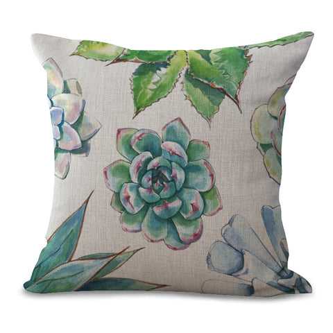 Succulent Cactus Pillow Cover Botanical Floral Home Decor