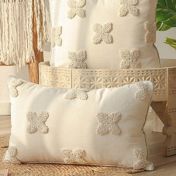 French Lux Four-leaf Clover Flocking Pillow Cover
