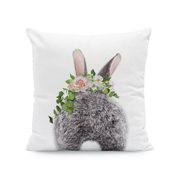 Baby Bunny Rabbit Floral Pillow Cover Front or Back