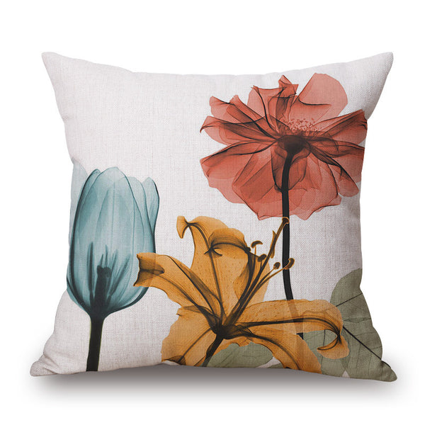 Modern Simple Sheer Flowers Pillow Cover