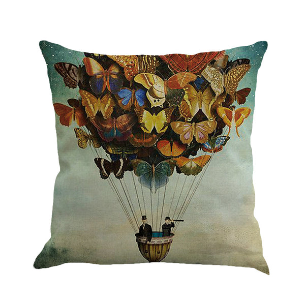 Vintage Butterfly Illustrations Linen Pillow Cover