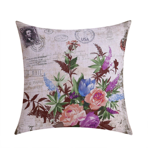 Paris Eiffel Tower Pillow Cover Botanical Flowers Rose Garden