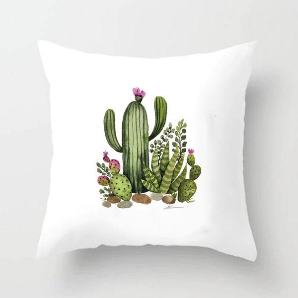 Soft Cactus Succulent Print Throw Pillow Cushion Cover