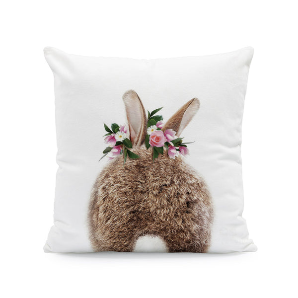 Baby Bunny Rabbit Floral Pillow Cover Front or Back