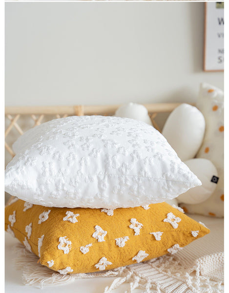 White Daisy Flower Pillow Cover