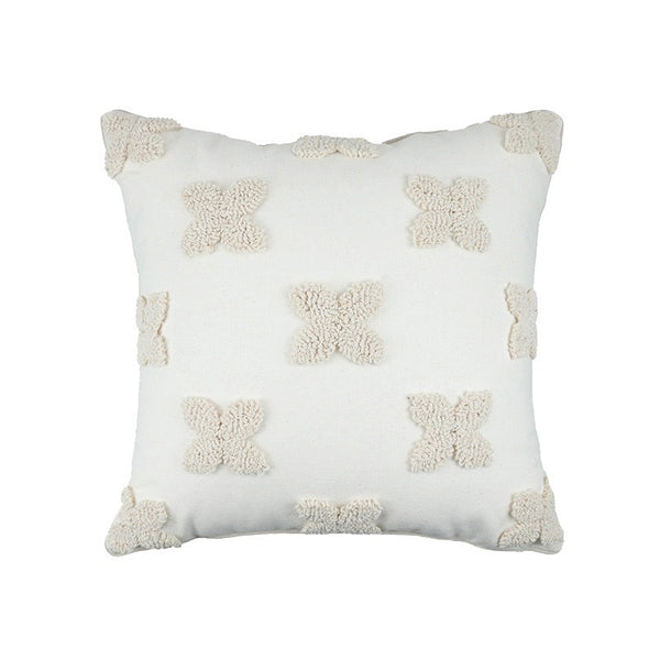 French Lux Four-leaf Clover Flocking Pillow Cover