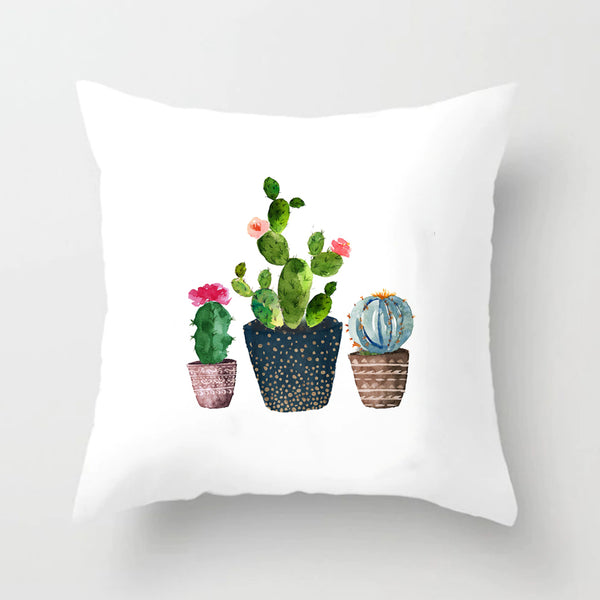Soft Cactus Succulent Print Throw Pillow Cushion Cover