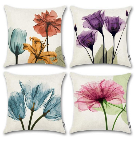 Modern Simple Sheer Flowers Pillow Cover