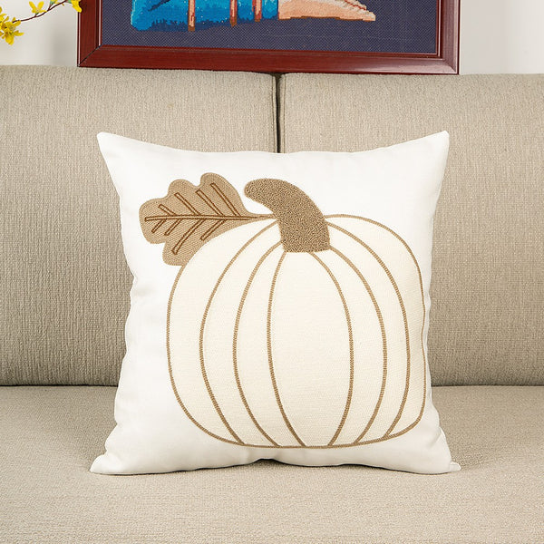 Pumpkin Embroidered Pillow Cover Fall Home Decor