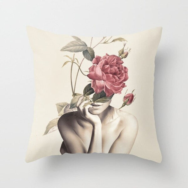 Abstract Print Botanical Flowers Pillow Cover