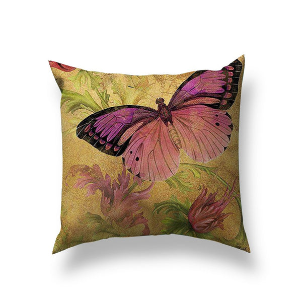 Vintage Butterfly Throw Pillow Cover