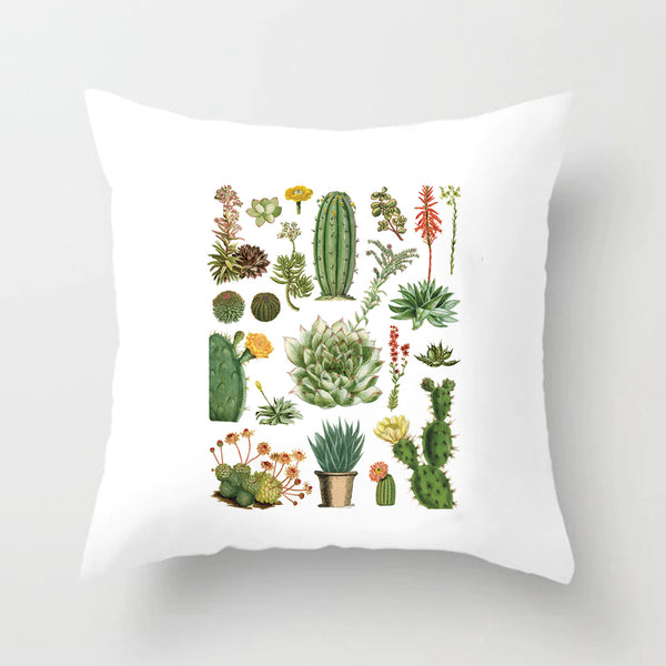 Soft Cactus Succulent Print Throw Pillow Cushion Cover