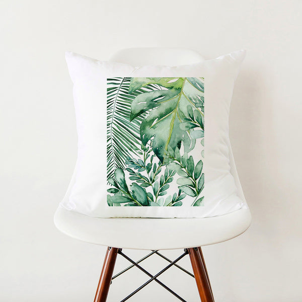 Modern Simple Green Botanical Leaf Stylish White Pillowcase Pillow Cover