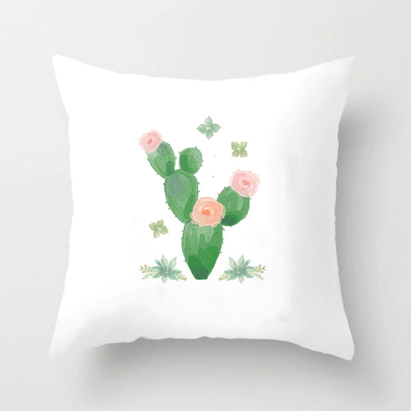 Soft Cactus Succulent Print Throw Pillow Cushion Cover
