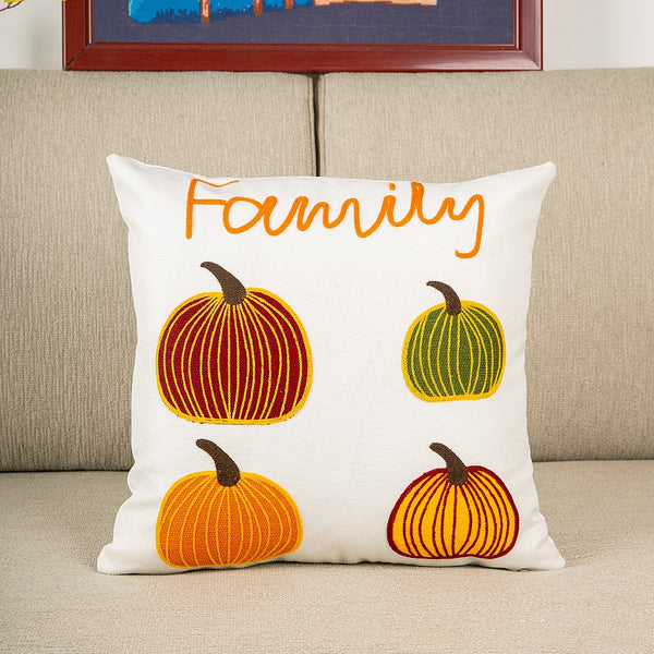 Pumpkin Embroidered Pillow Cover Fall Home Decor