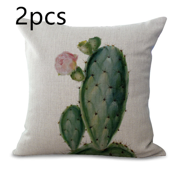 Succulent Cactus Pillow Cover Botanical Floral Home Decor
