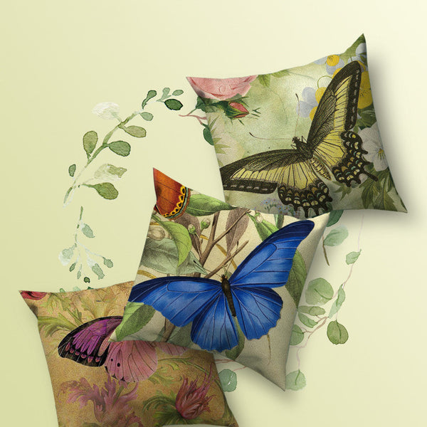 Vintage Butterfly Throw Pillow Cover