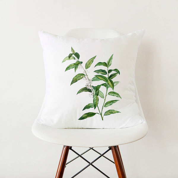 Modern Simple Green Botanical Leaf Stylish White Pillowcase Pillow Cover
