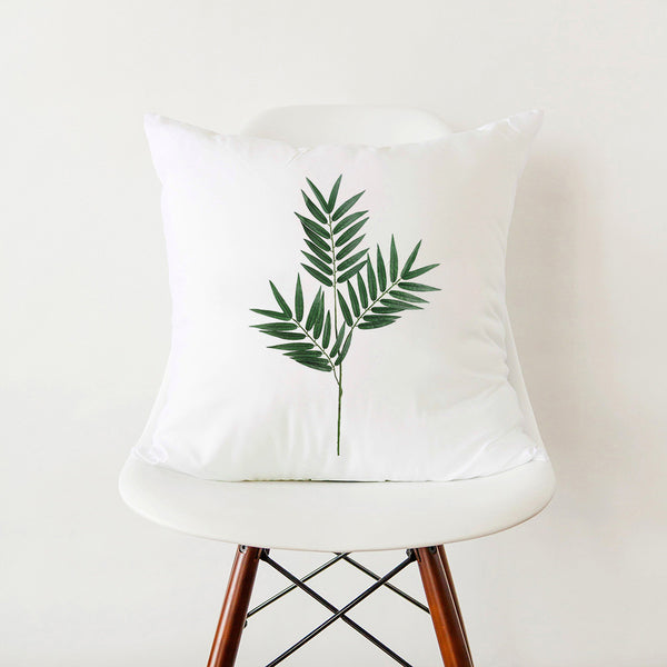 Modern Simple Green Botanical Leaf Stylish White Pillowcase Pillow Cover
