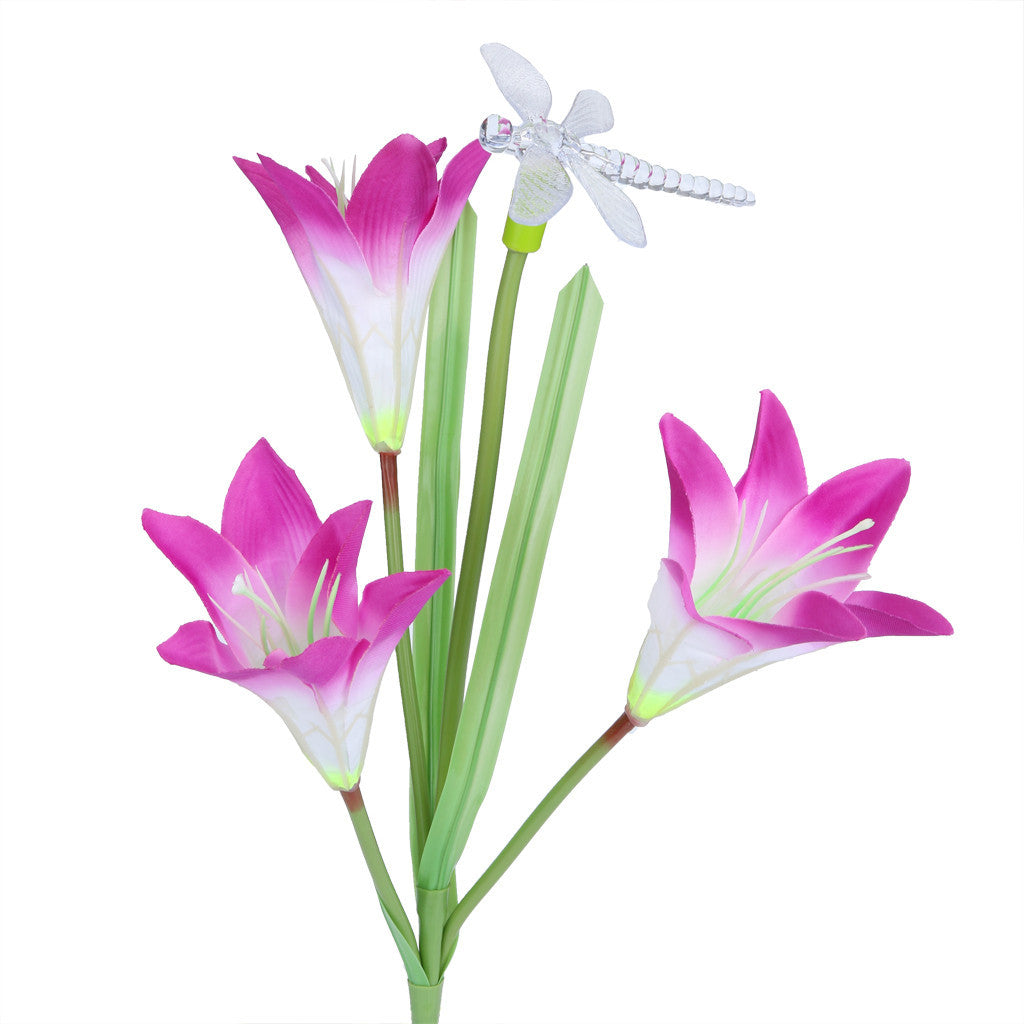 solar powered lily flower lights Lily Flower Solar Powered Garden Stake Light Multi-Color Change LED Light Arlmont & Co