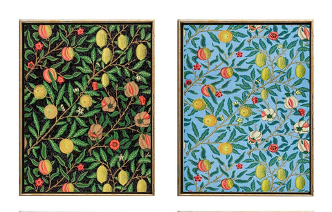 Citrus Lemon Orange Botanical Print Wall Art Set of 2 Beautiful Antique Vintage Blue Green Black Floral Pattern Fruit Home Decor to Frame WM