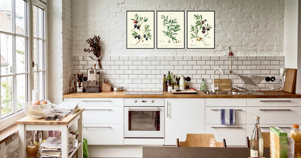 Vintage Olives Print Set of 3 Wall Art Antique Olive Tree Branch Italy Italian Spice Herb Kitchen Dining Room Home Room Decor to Frame TDA