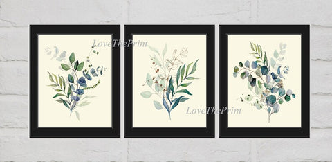 Eucalyptus Botanical Wall Art Decor Set of 3 Prints Beautiful Watercolor Illustration Picture Relaxing Stress Relieve Plant to Frame CMEU