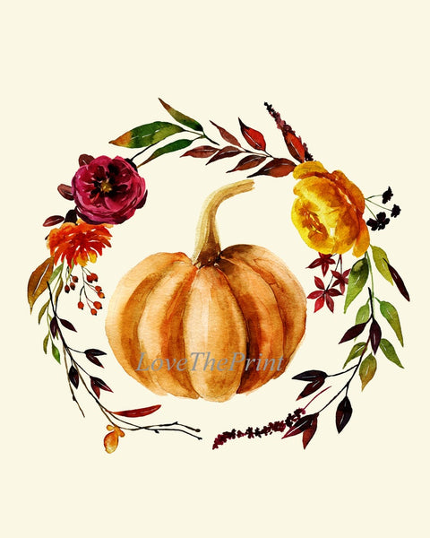 Thanksgiving Wall Art Fall Home Decor Prints Set of 3 White Orange Pumpkins Wreath Decoration Dining Room Fireplace Home Decor to Frame CM