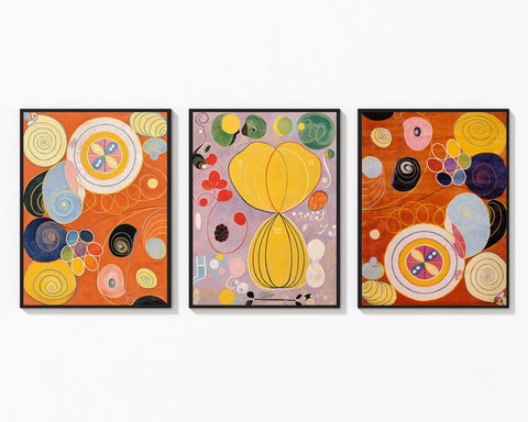 Hilma Af Klint Wall Art Prints Set of 3 Modern Contemporary Geometric Art Deco Colorful Home Decor Museum Exhibition Poster Home Decor HAK3