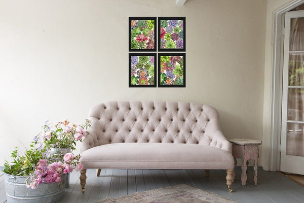 Succulent Plant Prints Wall Art Home Decor Set of 4 Beautiful Colorful Blue Green Pink Purple Tropical Picture Home Decor to Frame SUCC