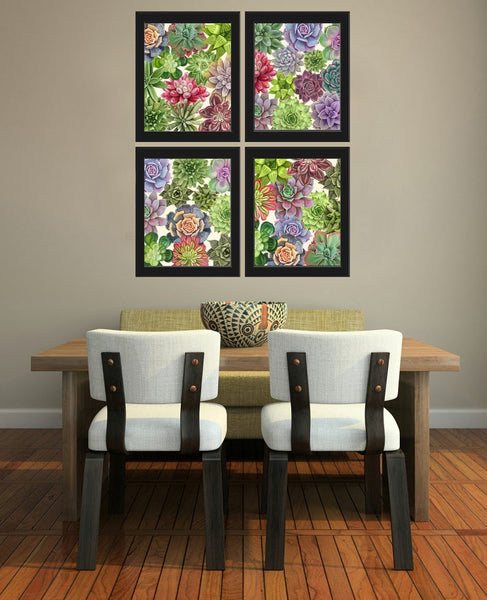 Succulent Plant Prints Wall Art Home Decor Set of 4 Beautiful Colorful Blue Green Pink Purple Tropical Picture Home Decor to Frame SUCC