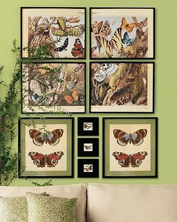 BUTTERFLY PRINT  Botanical Art Print 1 Beautiful Antique Blue Green Orange Red Butterflies Colorful and Detailed Summer Garden Nature